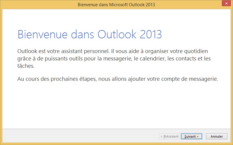 Exemple de configuration Microsoft Outlook 2013 sous Windows 8