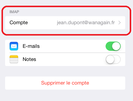 Exemple de configuration Mail Apple IPAD2 - IOS 8 - 9