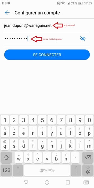 Indiquez email et mdp